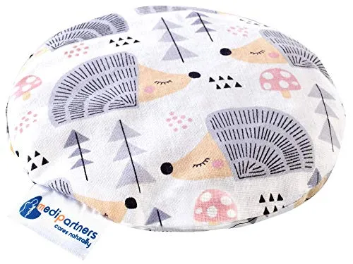 Medi Partners Kirschkernkissen Mikrowelle für Babys 180g rund 15cm Körnerkissen Wärmekissen 100% Baumwolle Öko Natur - Kirschkernkissen Wärme + Kältetherapie Massagetherapie (Igel)