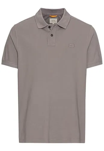 camel active Herren Halbarm Poloshirt aus Reiner Baumwolle Steingrau - Poloshirt für Herren aus strukturierter Piqué-Baumwolle, Regular Fit mit authentischen Used-Look-Effekten – ideal für lässige Freizeitoutfits.