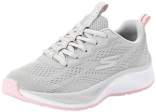 Skechers Girls Sneaker, Grey Mesh/Pink Trim, 38 EU