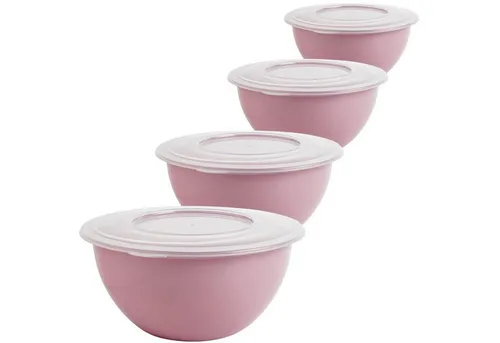 Centi Aufbewahrungsschüssel Schüssel mit Deckel vielseitig 5l Pastellrosa, Kunststoff, (4er-Set)