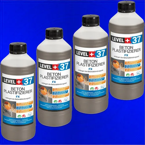 Beton-Zusatzmittel - Betonverflüssiger - Estrichzusatz - 4 x 1L Level+ RM37