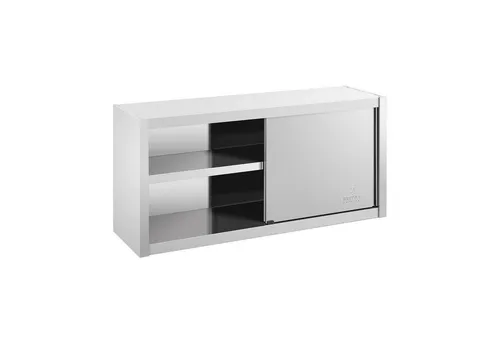 Royal Catering Edelstahl Hängeschrank 120 x 45 cm - Praktischer Stauraum für die Küche - Edelstahlmöbel mit drei stabilen Ablagen, ideal für eine ordentliche Küchenorganisation und leicht zu reinigen.