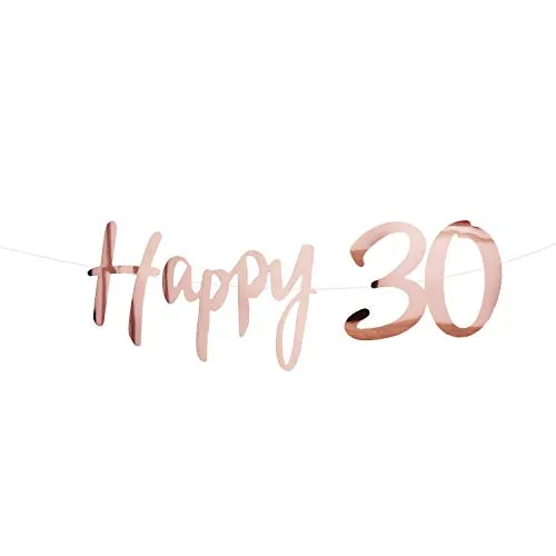 Produktbild Oblique Unique® Happy 30 Girlande Banner 1,5 m in Roségold für 30. Geburtstag Jubiläum Party Feier Deko