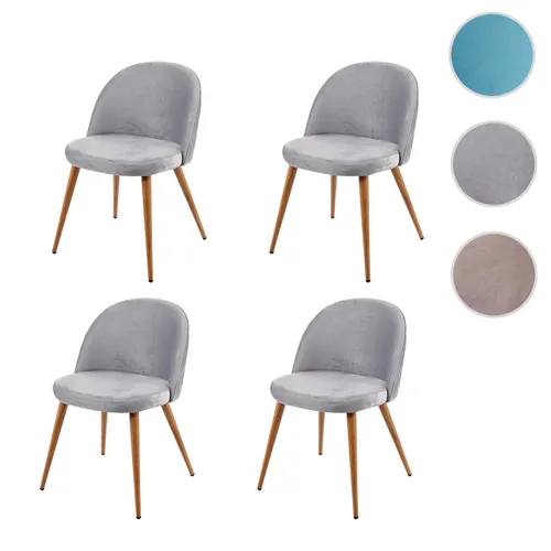 4er-Set Esszimmerstuhl HWC-D53, Retro 50er Jahre Design in Hellgrau - Stühle im Retro 50er Jahre Design, mit bequemer Sitzfläche und hoher Rückenlehne für angenehmes Sitzen. Ideal für Wohnbereich, Küche und Esszimmer.