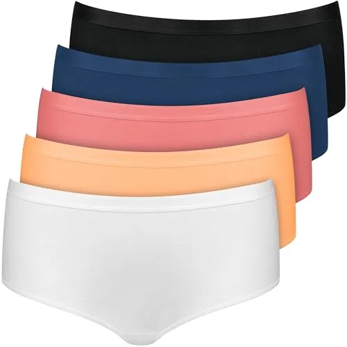 Nur Die 5er Pack Hipster Slip Mehrfarbig aus Baumwolle Stretch Unterwäsche Unterhosen Basic Mehrpack Damen