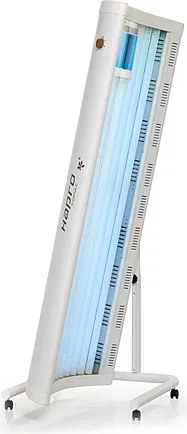 Hapro Topaz 10/1 V Solarium + GRATIS Schutzbrillen - Sonstige Körperpflegegeräte, vielseitig einsetzbar mit vertikalem Kipp-System und 400W Gesichtsbräuner für optimale Bräunung und wohlige Wärme.