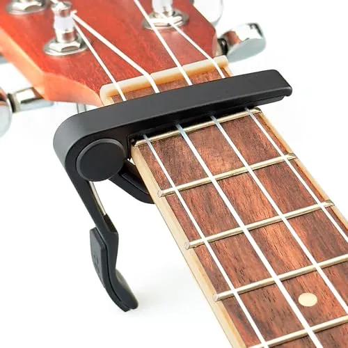 WINGO Pro Kapodaster Ukulele Capo für Sopran Konzert Tenor Bariton, Schwarz