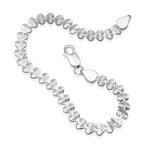 MATERIA Damen Armband Silber 925 Herzkette Armkette 5mm mit Geschenk Schmuckschachtel - Made in Germany #SA-73, Länge:19 cm
