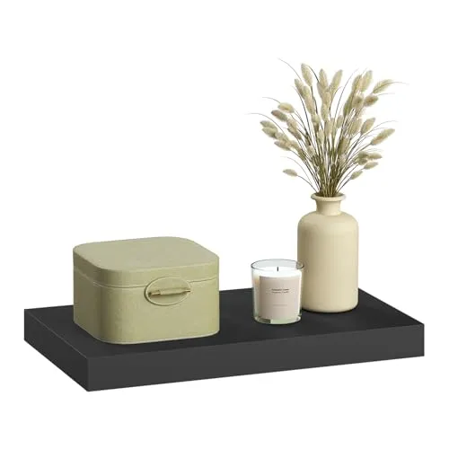 eSituro Wandregal, schwebendes Regal für Wandmontage, Schweberegal Hängeregal Wandbrett im Wohnzimmer Schlafzimmer Küche Badezimmer, schwarz modern, MDF, 50x3,8x22,9 cm