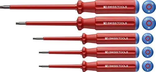 PB Swiss Tools Torx Elektriker VDE Schraubendreher Set PB 5549, 5-tlg. | 100% Swiss Made - Schraubendreher-Set für Elektriker, vollisoliert bis 1000V, mit ergonomischem Griff für schnelles Drehen und unbefristeter Garantie auf Materialfehler.