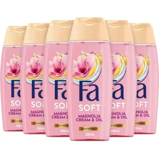 FA Duschgel Cream & Oil Magnolia (6x 250ml), 95% Inhaltstoffe natürlichen Ursprungs, genieße die pflegende Duschcreme mit milder, veganer Formel und dem Duft von lieblicher Magnolie