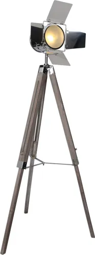 näve Stehlampe Hollywood - Höhenverstellbare Dreibeinlampe aus Holz - Moderne Stehleuchte in braun, flexibel verstellbar von 100 cm bis 140 cm, perfekt für jedes Wohnambiente. Ideal für stilvolle Beleuchtung ohne Leuchtmittel.