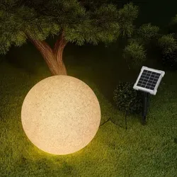 esotec LED Kugelleuchte Solar Stein-Leuchtkugel 40 cm - Wetterfeste 40 cm Leuchtkugel mit 9 wechselbaren Farben, ideal für Garten und Terrasse. Externes Solarmodul sorgt für bis zu 12 Stunden Leuchtdauer. Perfekt für stimmungsvolle Beleuchtung!
