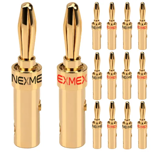 Bananenstecker 4mm schraubbar vergoldet 14x NEXMEX Stecker für Lautsprecherkabel