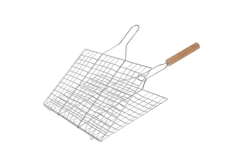 HAC24 Grillguthalter BBQ Grillkorb Grillhalter Grillgut Grillwender Grillgitter, Stahl, (1-St), für Fleisch, Würstchen, Fisch, Gemüse uvm.