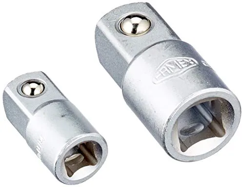 Famex 10695 Adapter für Steckschlüssel Set 2-teilig: 6.3 mm (1/4 Zoll) Antrieb auf 10 mm (3/8 Zoll) und 10 mm Antrieb (3/8 Zoll) auf 12.5mm (1/2 Zoll) vierkant