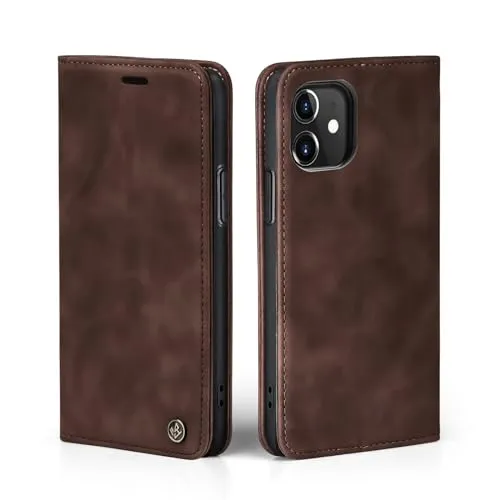 LBH Handyhülle für Apple iPhone 11 in Dunkelbraun mit Karten- und Geldfach Smartphone Hülle mit Standfunktion Flip Case Schutzhülle Magnetverschluss Vintage