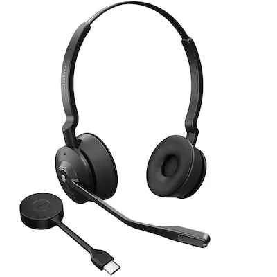 Jabra Engage 55 SE Stereo-Headset MS - Kopfhörer mit optimiertem Mikrofon für kristallklare Anrufe, kabelloser Reichweite bis 150 m und leichtem Komfort für ganztägiges Tragen.
