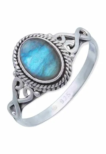 Ring Silber Damen Labradorit Edelstein blau ausgefallen verspielt