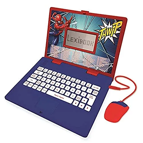 Lexibook Spider-Man - Zweisprachiger Laptop - Elektronische Lernsysteme für Kinder mit 124 Aktivitäten in Englisch und Deutsch, ideal für interaktives Lernen und Spielen.