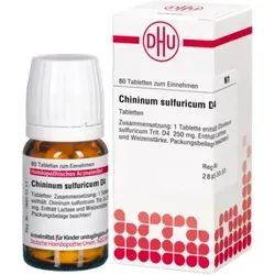 Chininum Sulf D 4 80 ST - Homöopathisches Arzneimittel zur unterstützenden Anwendung. Enthält Lactose und Weizenstärke. Ideal für natürliche Therapieansätze ohne Verschreibung.