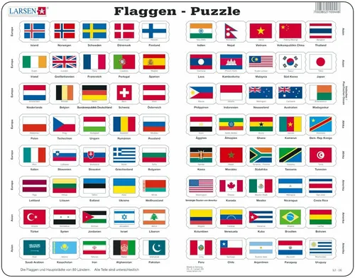 Flaggen (Kinderpuzzle) - Lernspiel mit 80 Ländern, fördert Geografiekenntnisse und macht Spaß beim Puzzeln