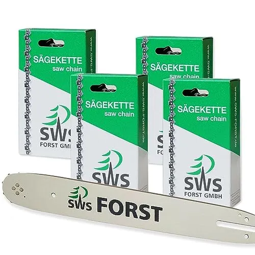 35cm SWS Forst GmbH Schwert Set mit 4 Sägeketten 3/8 50TG 1,3 mm kompatibel mit Stihl E160