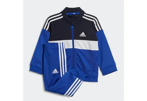 adidas Tiberio Colorblock Shiny Tracksuit - 3-Stripes Trainingsanzug für Kinder, aus 100% recyceltem Polyester mit durchgehendem Reißverschluss und stylischem Bomberjackenkragen
