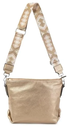 Damen Tasche Shopper Hobo Bags Crossbody Schultertasche Umhängetasche Handtasche Gürteltasche Crossover Kunst Leder Gold