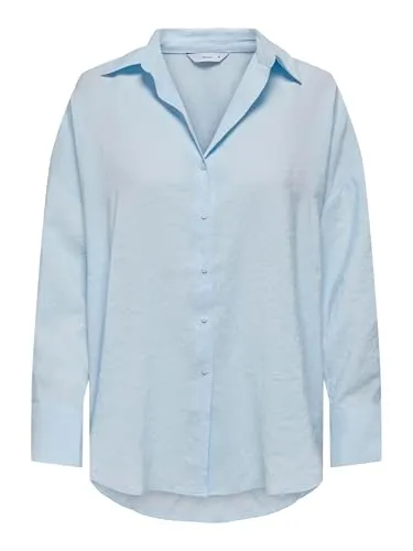 ONLY Damen Hemd Hellblau, Größe S - Elegantes Damen Hemd von ONLY in Hellblau mit verlängerter Rückenpartie und abgerundetem Saum, ideal für modische Outfits.