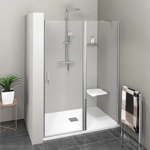 Duschtür Nischentür 90cm - Hochwertige Echtglas-Duschabtrennung - Duschabtrennung aus 190 cm hohem Echtglas mit innovativer Glasbeschichtung für einfache Reinigung. Ideal für moderne Badezimmer und platzsparend klappbar.
