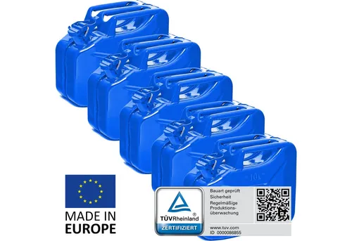 BW® Kraftstoffkanister Metall 10L - TÜV-geprüft & UN-zugelassen, Blau RAL 5005 - Sonstiges Autozubehör - Robuster Metallkanister für sichere Kraftstofflagerung, nach NATO-Standards gefertigt und ideal für den gewerblichen Einsatz.