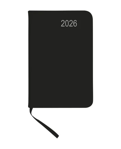 Taschenkalender 2026 – Schwarz mit PU Einband - Praktischer Taschenkalender 2026 im kompakten Format (ca. DIN A7) mit 128 Seiten und hochwertigem PU-Einband – ideal für die Planung unterwegs.