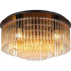 GORLEY Deckenleuchte 5-Flammig mit Glasstäben in Chrom und Amber - Moderne Deckenleuchte aus schwarzem Metall und amberfarbenen Glasstäben, die ein einzigartiges Lichtspiel erzeugt und stilvolle Akzente in jedem Raum setzt.