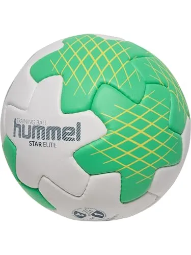 hummel hmlSTAR Elite HB - Off White/Green/Yellow, 1 - Handball mit strukturiertem Obermaterial für maximale Kontrolle und Flugverhalten, ideal für das Spielen mit Harz.