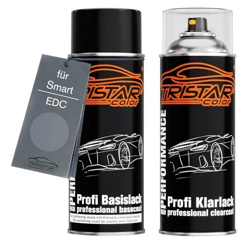 TRISTARcolor Autolack Spraydosen Set für Smart EDC Graphite Grey Metallic Basislack Klarlack Sprühdose 400ml