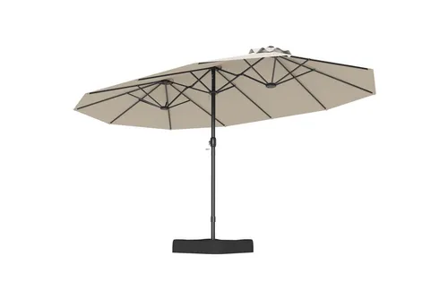 COSTWAY Doppelsonnenschirm UPF 50+ mit Kurbel 443x263cm - Großer Sonnenschirm für umfassenden Schutz im Freien. Mit stabiler Konstruktion und 12 Metallrippen bietet er Windbeständigkeit und optimale Luftzirkulation. Ideal für Gartenpartys, Restaurants und mehr.