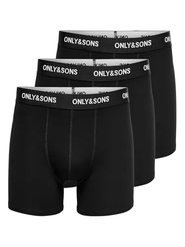 ONLY & SONS ONSFITZ SOLID BLACK Trunk 3-Pack - Herrenunterhosen im praktischen 3er-Pack, aus elastischem Jersey für optimalen Tragekomfort und perfekte Passform.