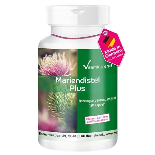 Vitamintrend Mariendistel Extrakt 313mg, 120 Kapseln, mit Artischocke und Löwenzahn, 80% Silymarin, Nahrungsergänzungsmittel vegan ohne Magnesiumstearat, in Deutschland hergestellt
