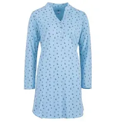 zeitlos Nachthemd Nachthemd Langarm - Schmetterling Stehkragen blau L