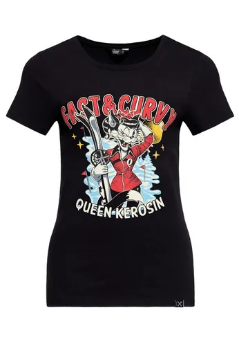 QueenKerosin Print-Shirt Fast & Curvy (1-tlg) mit Retro-Comic-Artwork