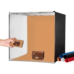 VEVOR Fotobox 80W - Fotostudio Set für perfekte Produktfotografie - Fotostudio Zubehör mit 80W Lichtbox und 210 LED-Perlen für hohe Farbtreue. Ideal für professionelle Produktfotografie dank vielseitiger Hintergründe und einfacher Handhabung.