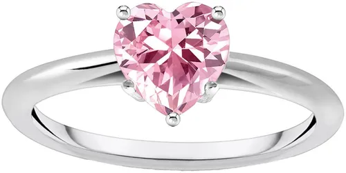 THOMAS SABO Fingerring Herzform mit Zirkonia - Modischer Ring aus 925er Silber in Herzform, verziert mit pinkem Zirkonia. Perfekt als Geschenk für besondere Anlässe oder für den Alltag.