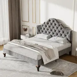 Polsterbett 90x200 cm mit höhenverstellbarem Kopfteil – Grau