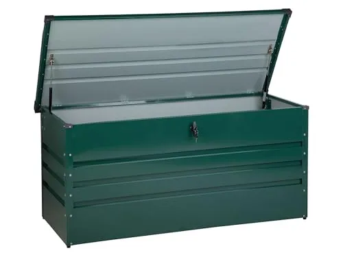 Beliani Große Metall-Gartentruhe 400 l dunkelgrün