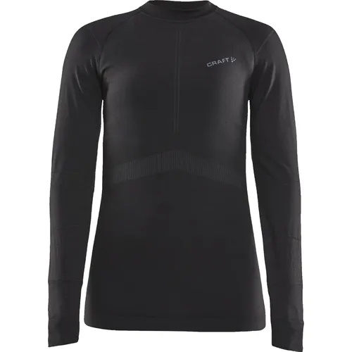 Craft Damen Active Intensity Cn Ls W Baselayer - Schwarz/Asphalt, XL - Activewear-Shirt für Damen, bietet ausgezeichnetes Temperaturmanagement und hohen Tragekomfort durch nahtloses Design.