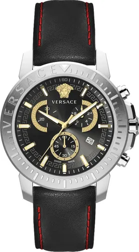 Versace Quarzuhr VE2E001 21 - Elegante Herrenarmbanduhr - Armbanduhren mit 45 mm Edelstahlgehäuse, wasserdicht bis 5 ATM und stilvollem Chronographen-Design. Perfekt für modebewusste Herren.