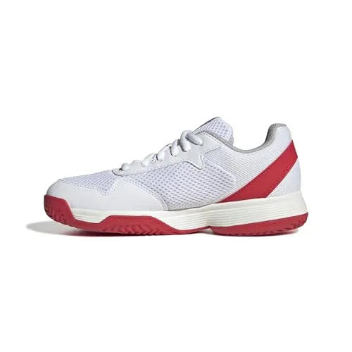 adidas Courtflash Kids Tennis Shoes, Unisex-Kinder Sneaker, FTWR White/core Black/Lucid red,