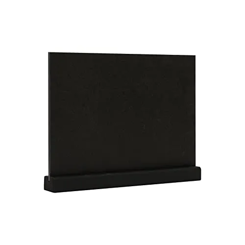 EUROPEL Kreidetafel Tischaufsteller, A4, Querformat, Sockel aus Kiefernholz mit mattschwarzer Oberfläche, doppelseitig, für wasserbasierte Marker, für Restaurants, Hotels, Konferenzen, Festivals
