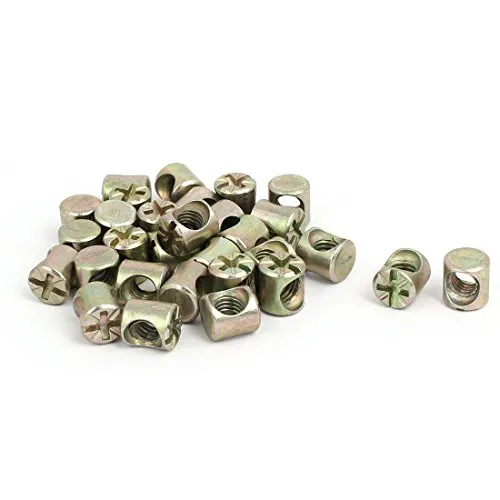 sourcing map 30stk. M6 x 10mm Kreuzschlitz Schlitz Metallfass Muttern für Möbel Bett Stuhl DE de